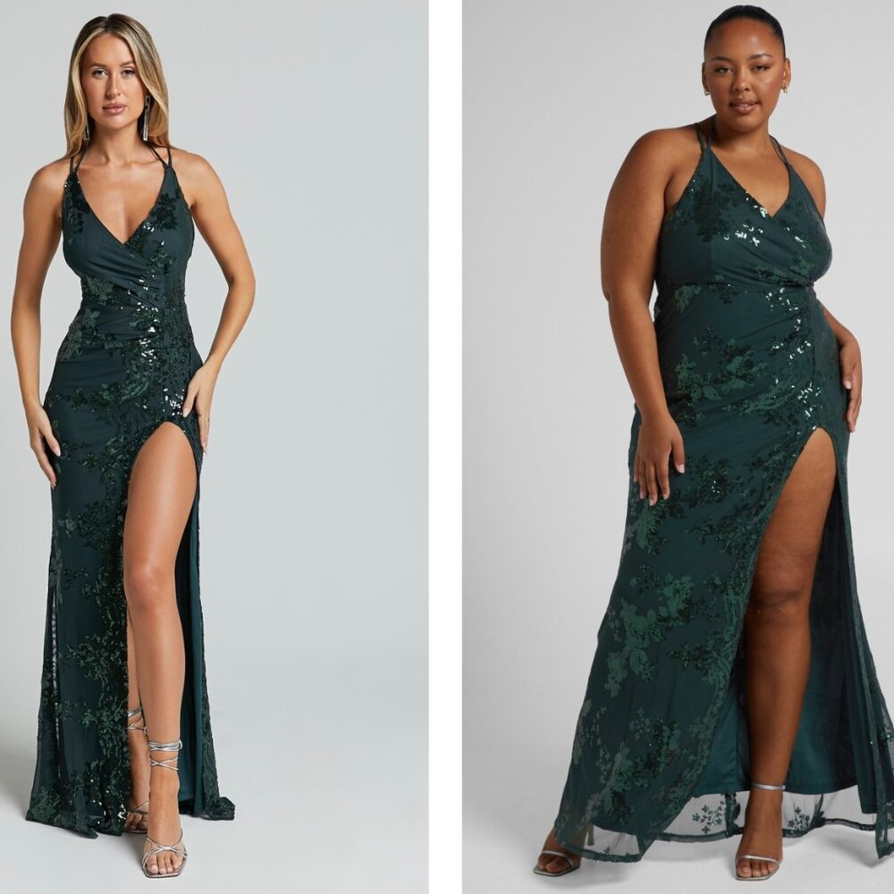 Shopow Out til Dawn Split Dress in Emerald Seqin